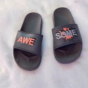 Awesome Kids Slide Sandals - Black and Orange